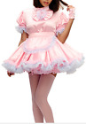 Sissy Girl Maid Pink Satin Organza Lockable Dress Cosplay Costume Tailor-made