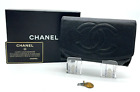 Authentic  Chanel Black Caviar Bifold Wallet Purse W/Box NS030282
