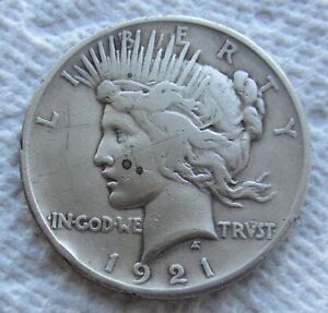 New Listing1921 Peace Silver Dollar Early Rare Key Date High Relief VF Cleaned Scratched