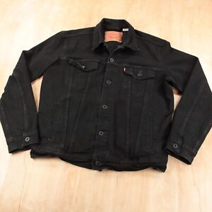 LEVI'S Red Tab stretch black denim trucker jean jacket MEDIUM style 7233 0223