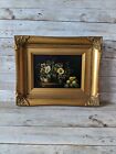 New ListingVintage Still Life Oil On Board Painting Pansy And Apples Ornate Gold Frame
