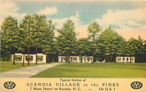 Beals Raleigh North Carolina Scandia Village 1940s roadside Postcard 21-178