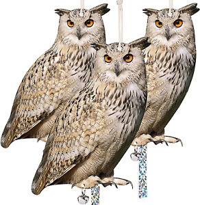 New ListingOwl to Keep Birds Away, 3 Pack Bird Scare Owl Fake Owl, Reflective Hanging Bird
