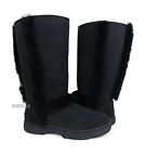 UGG Sunburst Tall Black Suede Fur Boots Size 8 *NEW*