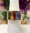 H. STERN 18k Yellow Gold Ladies Rainbow Multicolor Gemstone Cocktail Ring Band