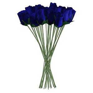 Dark Blue Realistic Wooden Roses 32 Count