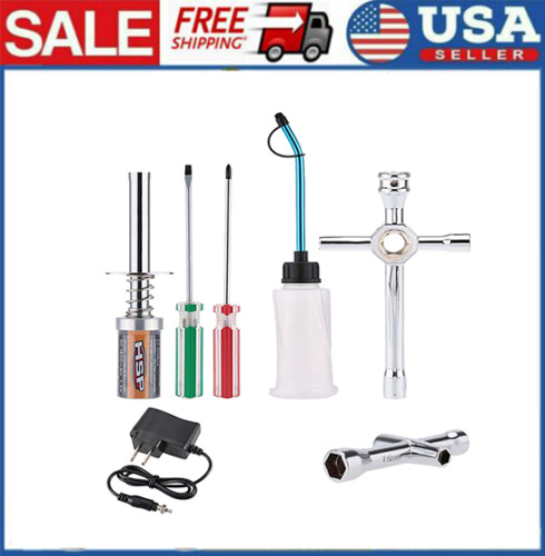Nitro Starter Glow Plug Igniter Charger Tools Fuel Bottle Combo 1/8 1/10 RC Car