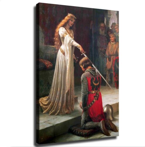 The Accolade By Edmund Leighton Queen Knight Poster Home Decor Canvas Painting