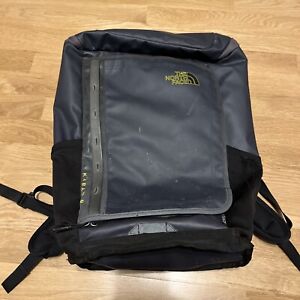 The North Face Kaban Blue Black Backpack Waterproof Bag Zip Pockets Flaws*