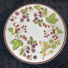 Crate & Barrel Holly Berry Round Serving Platter / Plate Gold Rim & Accents 12