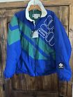 Vtg 90’s Columbia Winter Jacket Coat Men’s L Blue Green Stripe Streetwear Logo