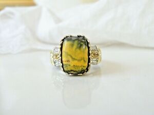 STS Sterling Silver 925 Bumble Bee Jasper Citrine Filigree Ring Size 7
