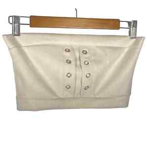 Haute Rogue Faux Suede Strapless Cropped Tube Top Cream Womens Size Small