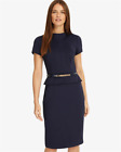 Phase Eigth Navy Blue Darcy pencil dress knee length size 8 with belt