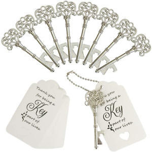 50Pcs Key Bottle Opener Wedding Bottle Openers with Escort Tag Cards Key Chains