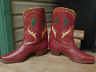 Vintage 1950s Peewee Shorties Bronco Cowboys Boots Fire Engine Red Men’s 10D