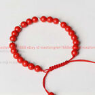 Handmade Pretty 6/8/10mm Red Coral Gemstone Round Beads Braid Bracelet 7.5in