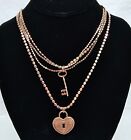 CABI Key and Heart Shaped Lock Necklaces Rose Gold Tone 2 Necklaces