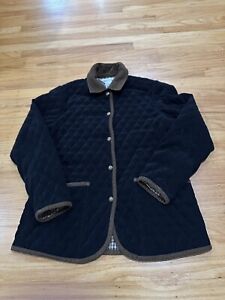 Vintage ORVIS Quilted Field Jacket Barn Coat Adult Small Black Belted