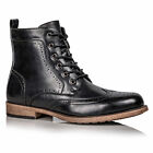 Black Men's Lace Up Wing Tip Formal Dress Casual Fashion Boot