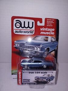 Auto World 1/64 Scale 1966 Chevy Impala SS Blue Vintage Muscle