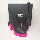 SOREL Brex Waterproof Platform Heeled Chelsea Boot Black/Pink Size 9 New $180