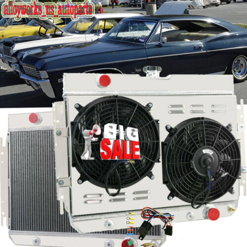 4 ROW RADIATOR+SHROUD FAN For 1963-1968 67 CHEVY IMPALA BELAIR CHEVELLE CAPRICE (For: 1963 Impala)