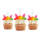 Rainbow Unicorn Cupcake Toppers Pastry Decorations Birthday Party Supplies