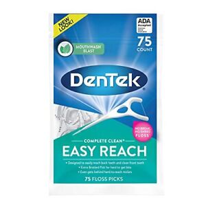 DenTek Complete Clean Easy Reach Floss Picks, No Break & 75 Count (Pack of 1)