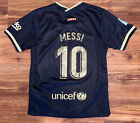 Nike FC Barcelona Messi Dri-Fit Black Gold Away Soccer Jersey Size 26 Kids Size