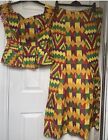 Ladies African Kente Long Skirt and Top Size 12 From Ghana