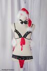 Jingle Bells Open Cup Lingerie Small Sexy Santa Underwear Costume Feathers