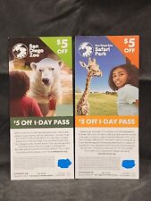 San Diego Zoo & Safari Park Brochure Coupon Discount $10 ($5+$5=$10) Exp. 2025