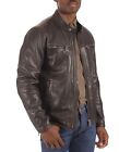 Men's Leather Jacket 100% Real Lambskin Motorcycle Vintage Coat FREE SHIP Z658