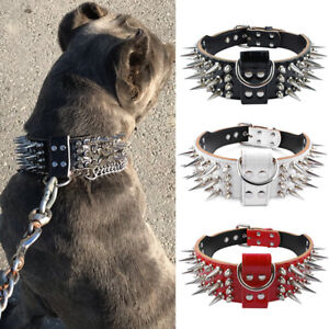 Cool Sharp Spiked Studded Dog Collars Leather for Pitbull Rottweiler Bulldog