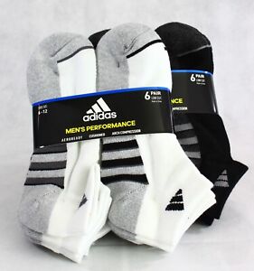 New Adidas Men's Performance AeroReady Low Cut No Show Socks 6pk Size 6-12
