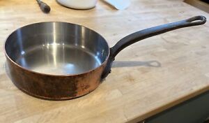Vintage French 2.5+mm Heavy Copper Saute Pan Stainless Steel Lining 8”