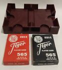 Vintage Tiger 565 Playing Cards Lot Bundle Set W/ 2 Deck Holding Tray Rack