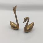 Vintage Brass Bronze Swan Figurines w/ Patina Lot of 2