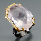 Natural gemstone 34 ct Rose Quartz Ring 925 Sterling Silver Size 8 /R345637