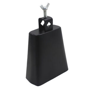 5 Inch Iron Cow Bell Percussion Instrument with Clapper for Drum Set Black L1B0