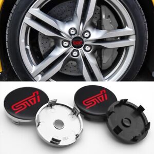 STI 4pcs 60mm wheel center cover car tire center 3D logo decal for Subaru