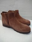 Vionic Brione Brown Suede Knit Ankle Boots Womens Size 8 New No Box