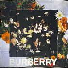 $420 New Burberry Black Silk Square Scarf with Flower Print 80192871