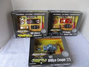 LOT OF 3 AMERICAN MUSCLE DIECAST 1/64 MODEL CARS ~ '41 WILLYS ~ SUPERBEE CAMARO