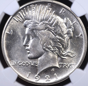 1921 PEACE DOLLAR HIGH RELIEF NGC MS 61 EXCELLENT CHROMEY WHITE LUSTER OVER A
