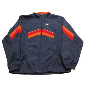 Reebok Vintage Windbreaker Cinch Waist Lightweight Jacket Blue Red YOUTH XL