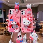 For Samsung S24 S23 S22 S21 S20 S10 S9 Note20 Cute Hello Kitty 3D Case W/Strap