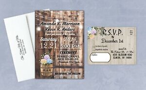 Hydrangea Wedding Invitations Rustic Country Farm Barn Personalized and RSVP