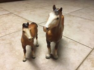 Breyer Horse Clydesdale Bay Mare and Foal Vintage USA Mark